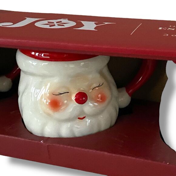 Santa Christmas Mugs Winking Santa Espresso Set of 4 Cute New Hand painted 3oz - Picture 3 of 8